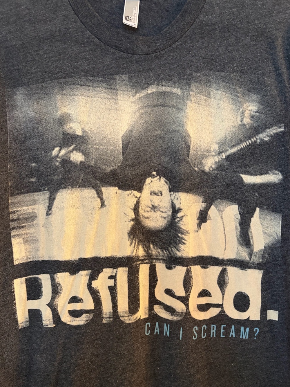 American Apparel 50/50 Refused Grey and Beige Band Tee US Size Small